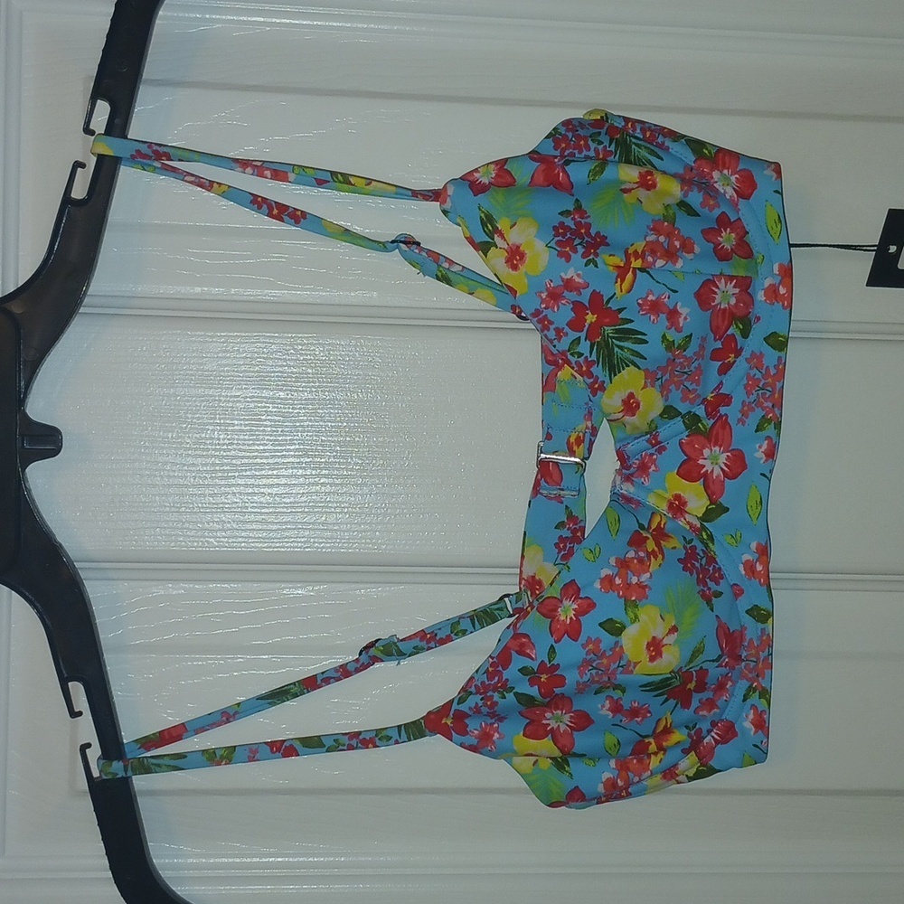 Pink Colada Underwire Hawaiian Blue Bikini Top Women's Small